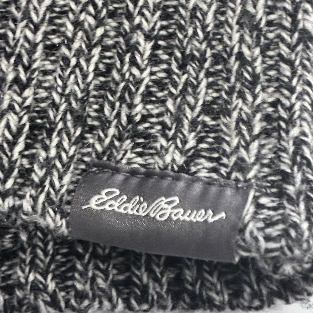 Eddie Bauer Mens Fisherman Cowl Neck Wool Blend Sweater Size M Black Marled Cozy - Picture 6 of 11